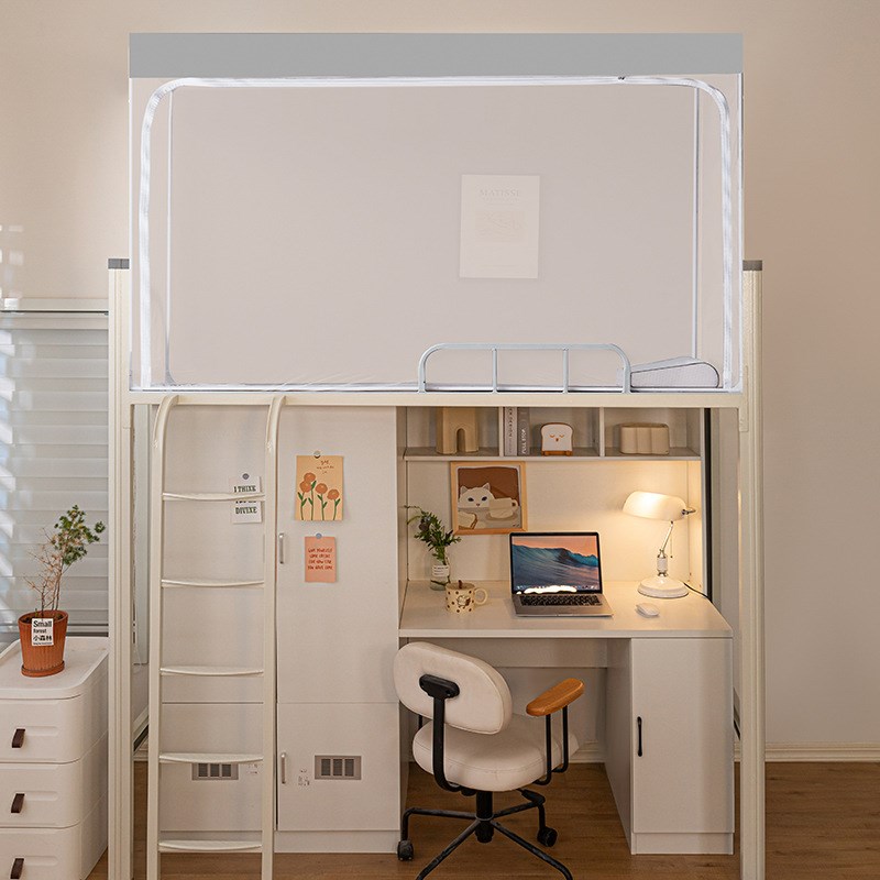 学生宿舍蚊帐厂上下铺防蚊防尘防摔支架三开门遮光帘寝室1米2床