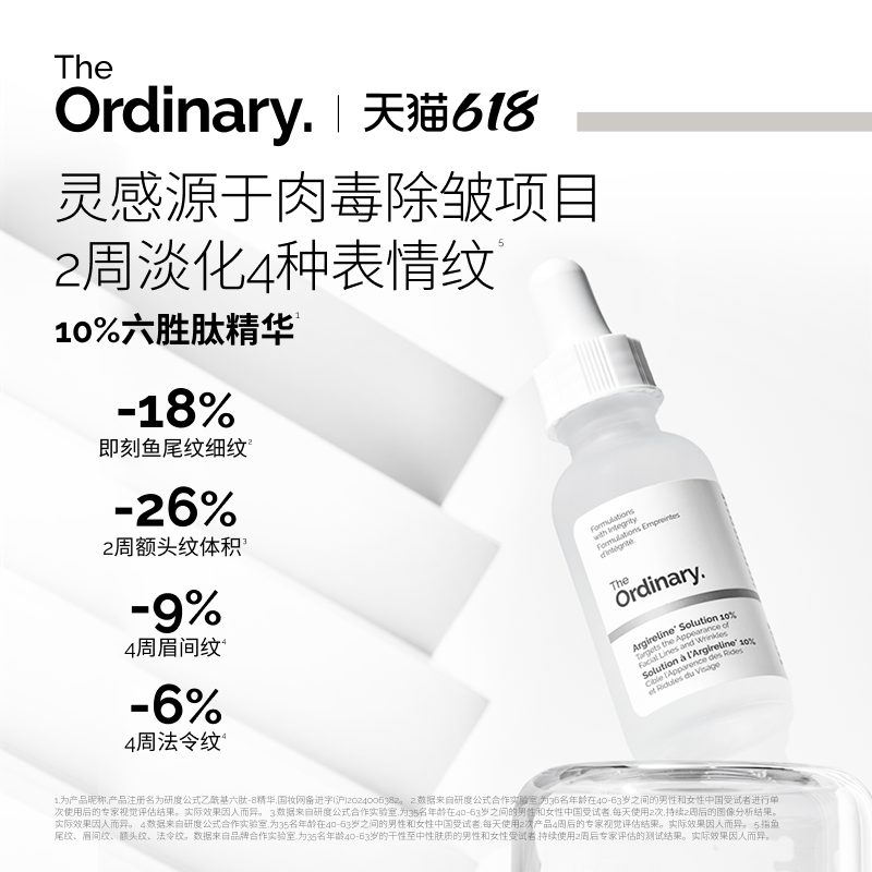 The Ordinary研度公式10%六胜肽精华紧致淡纹鱼尾纹抬头纹法令纹