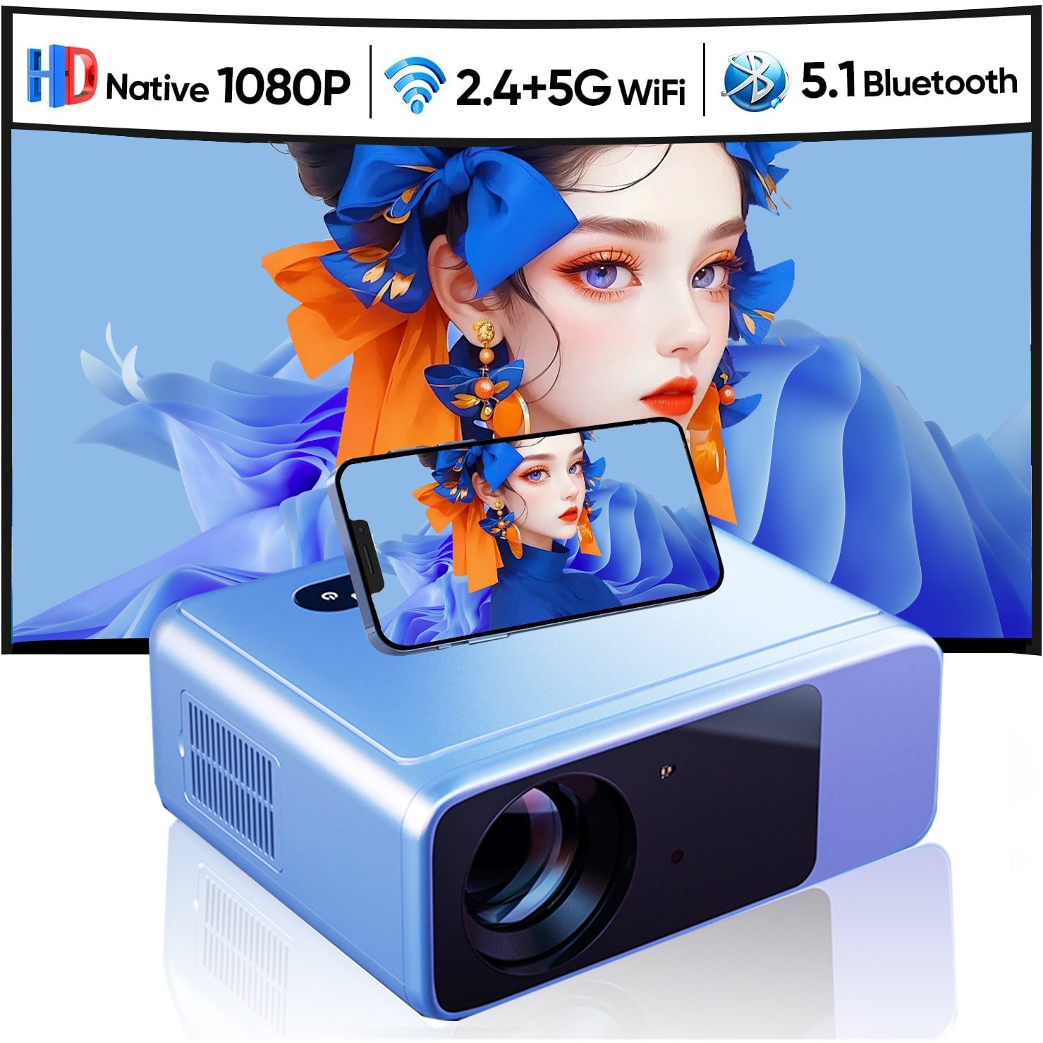 跨境25新款超高清智能投影仪家用卧室墙投家庭影院办公会议