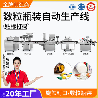 广州大祥胶囊数粒装瓶生产线全自动灌装封口分装贴标计数瓶装