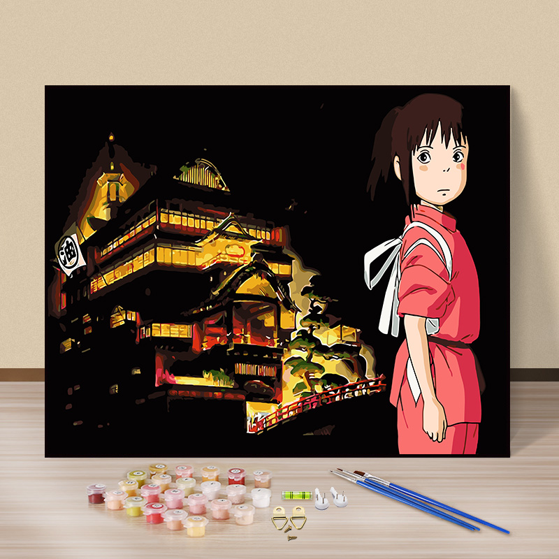 diy数字油画油彩画卡通动漫人物手绘画减压填色客厅卧室装饰画图片