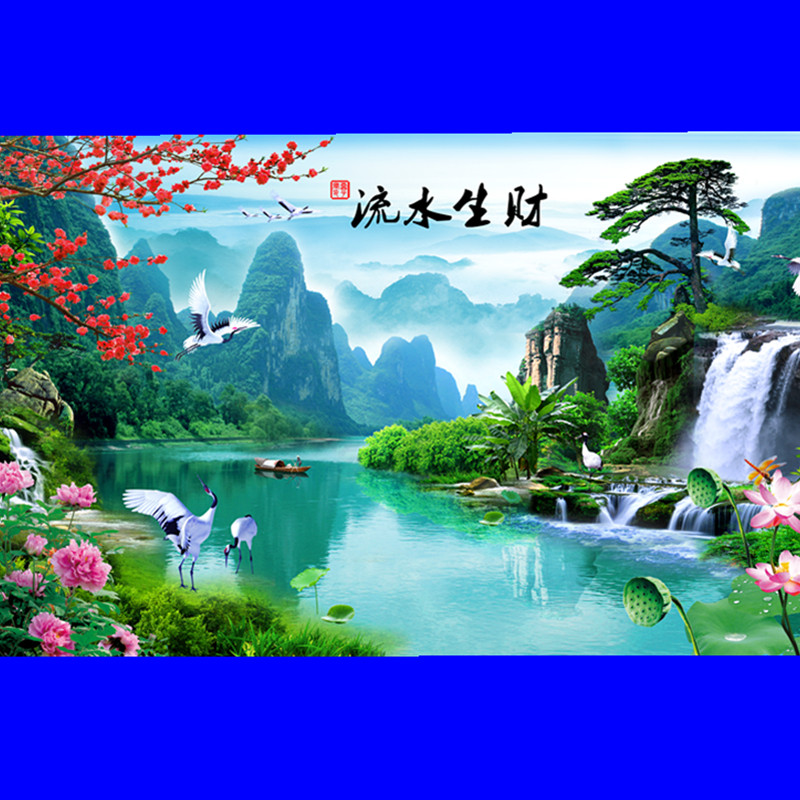 鱼缸背景 新款高清贴图定制风景字画流水生财缸外带胶水族箱壁纸,宠物/宠物食品及用品,底柜/落地缸,淘宝优惠券,粉丝福利购,淘宝优惠卷