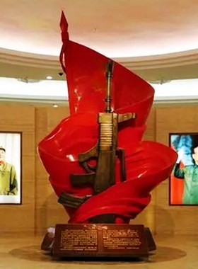 革命雕塑厂家定制纪念展馆红色文化雕像大型石雕红旗火炬爱国摆件