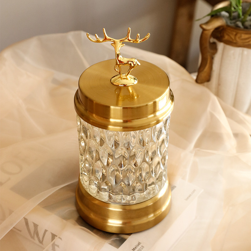 欧式糖果罐轻奢储物罐软装饰品摆件玻璃带盖罐子金属麋鹿首饰罐,家居饰品,储物罐,淘宝优惠券,粉丝福利购,淘宝优惠卷