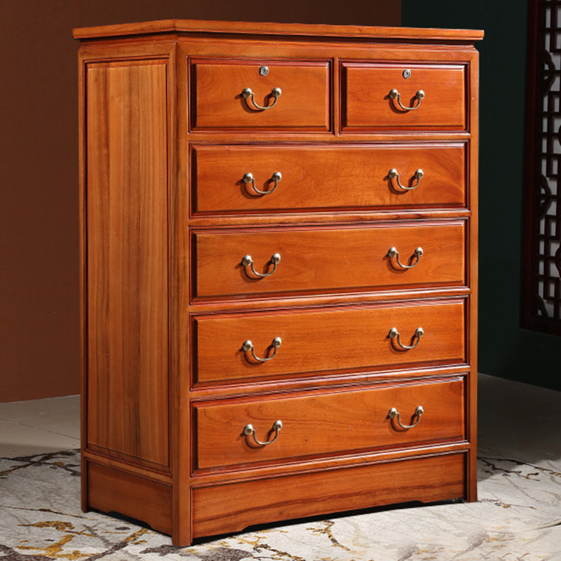 香樟木五斗柜抽屉柜中式家具实木卧室收纳柜子储物柜素面六斗橱柜