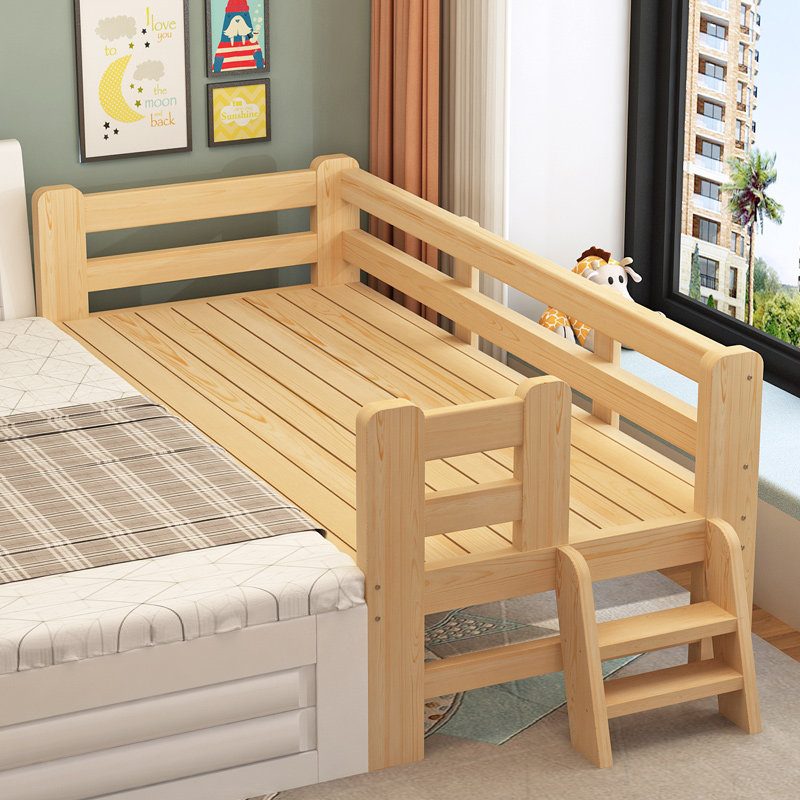 儿童实木拼接床宝宝婴儿床侧边加宽床边床拼床加床带护栏拼接大床,住宅家具,儿童床/儿童抽拉床,淘宝优惠券,粉丝福利购,淘宝优惠卷