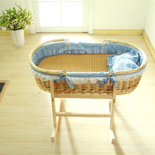 藤柳编婴儿篮手提便携提篮车载带蓬摇篮床宝宝哄睡床蚊帐凉席 包邮