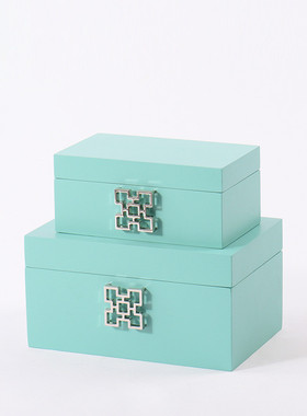 新中式实木绿色收纳烤漆首饰盒样板房衣帽间室内客厅软装饰品摆件