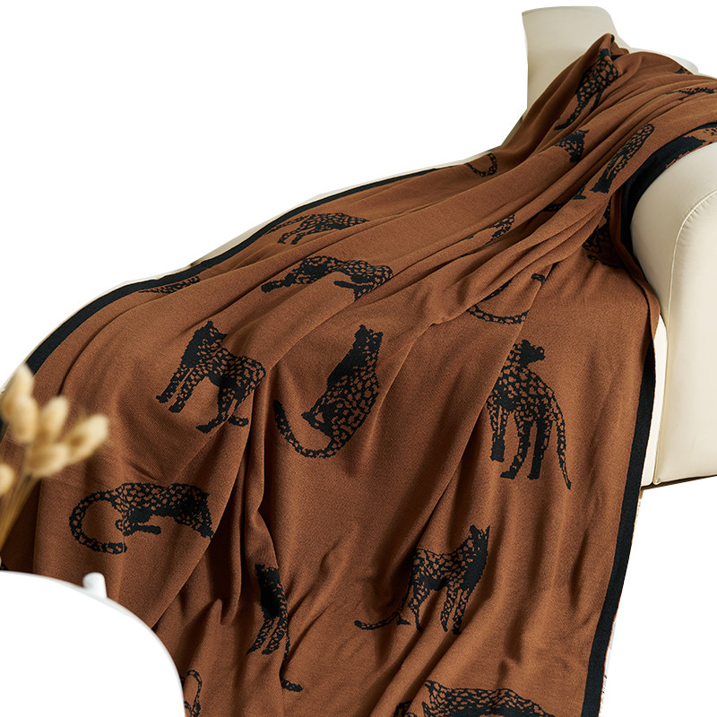 宅寂复古风针织毯毛毯双面休闲毯办公室午睡毯子动物图案沙发盖毯