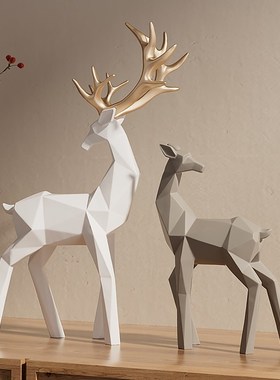 高级感创意折纸鹿摆件轻奢姹寂风艺术软装新居客厅玄关酒柜装饰品