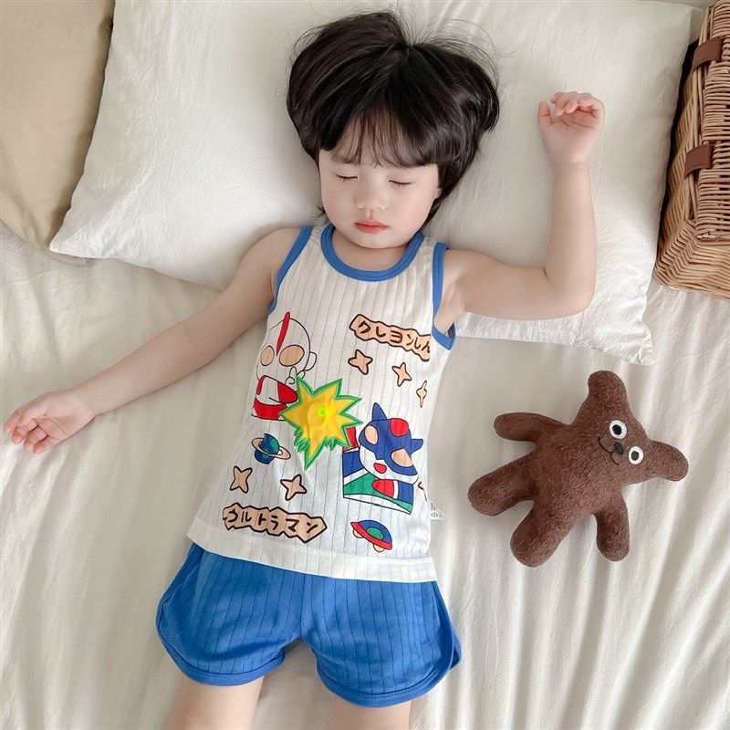 儿童夏季纯棉背心短裤居家外出服男童薄款凉快卡通套装女童家居服,童装/婴儿装/亲子装,家居服套装,淘宝优惠券,粉丝福利购,淘宝优惠卷