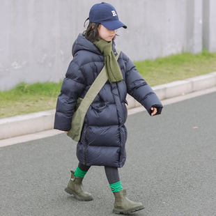 鹅小宝童装2023冬季男女童亲子装95鹅绒服加厚中长款儿童羽绒服