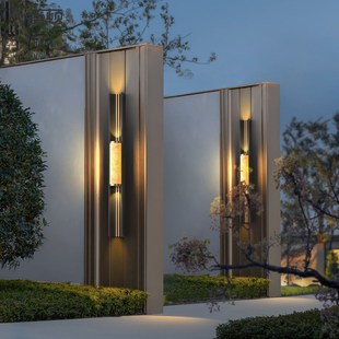 新中式户外壁灯双头仿云石别墅院墙大门灯门楼氛围灯围墙门柱灯