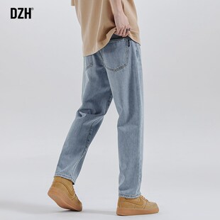 男士浅蓝色修身牛仔裤男直筒宽松春季裤子休闲百搭2025新款锥形裤
