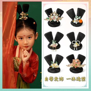 儿童汉服假发古典舞敦煌舞汉唐舞头饰汉唐古风简约假发飞天造型