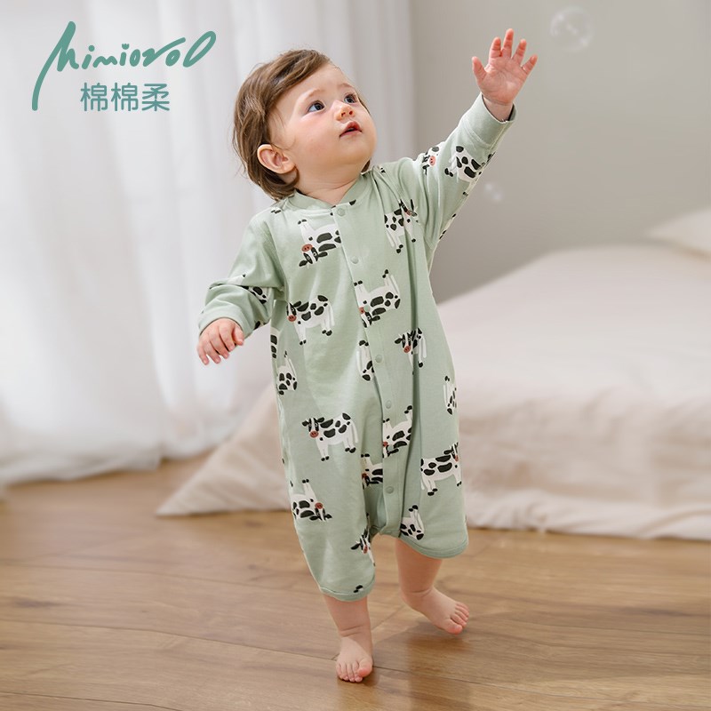 宝宝睡袍秋冬婴儿睡衣防踢睡袋纯棉a类男女婴幼儿睡裙宽松春秋款