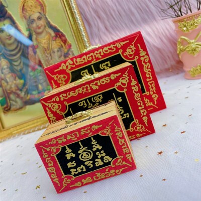 泰国特色 佛牌 龙婆测 牌牌收纳盒 加加盒 手写 木制 2566年摆件