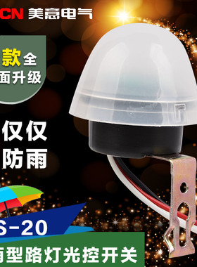 路灯光控自动开关AS-20控制器光感探头感应光线灯天黑自动亮220v
