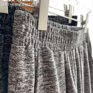 脚两穿宽松高腰直筒裤 裤 子 杂灰色针织垂感拖地阔腿裤 欧美博主风
