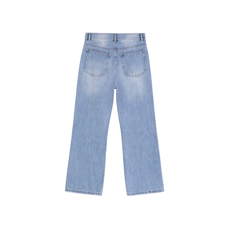 IDLT 宽松微喇 2021M 高品质 蓝色猫须马骝洗水牛仔裤男女阔腿潮