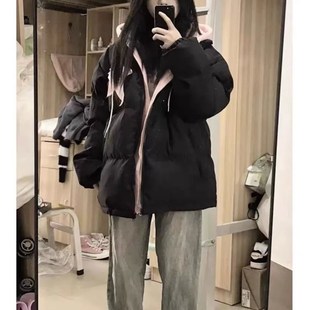 女童羽绒服冬季2023新款外套大童洋气保暖初中生加厚短款黑色棉服
