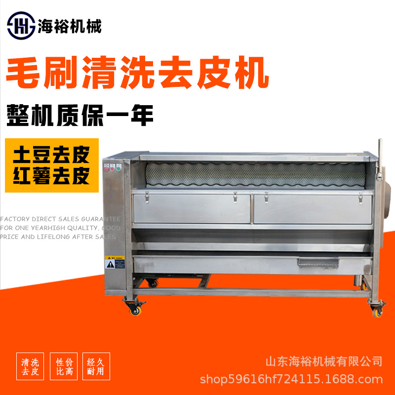 自动去皮机毛刷洗菜机火龙果果汁土豆毛辊去皮清洗机毛辊清洗机