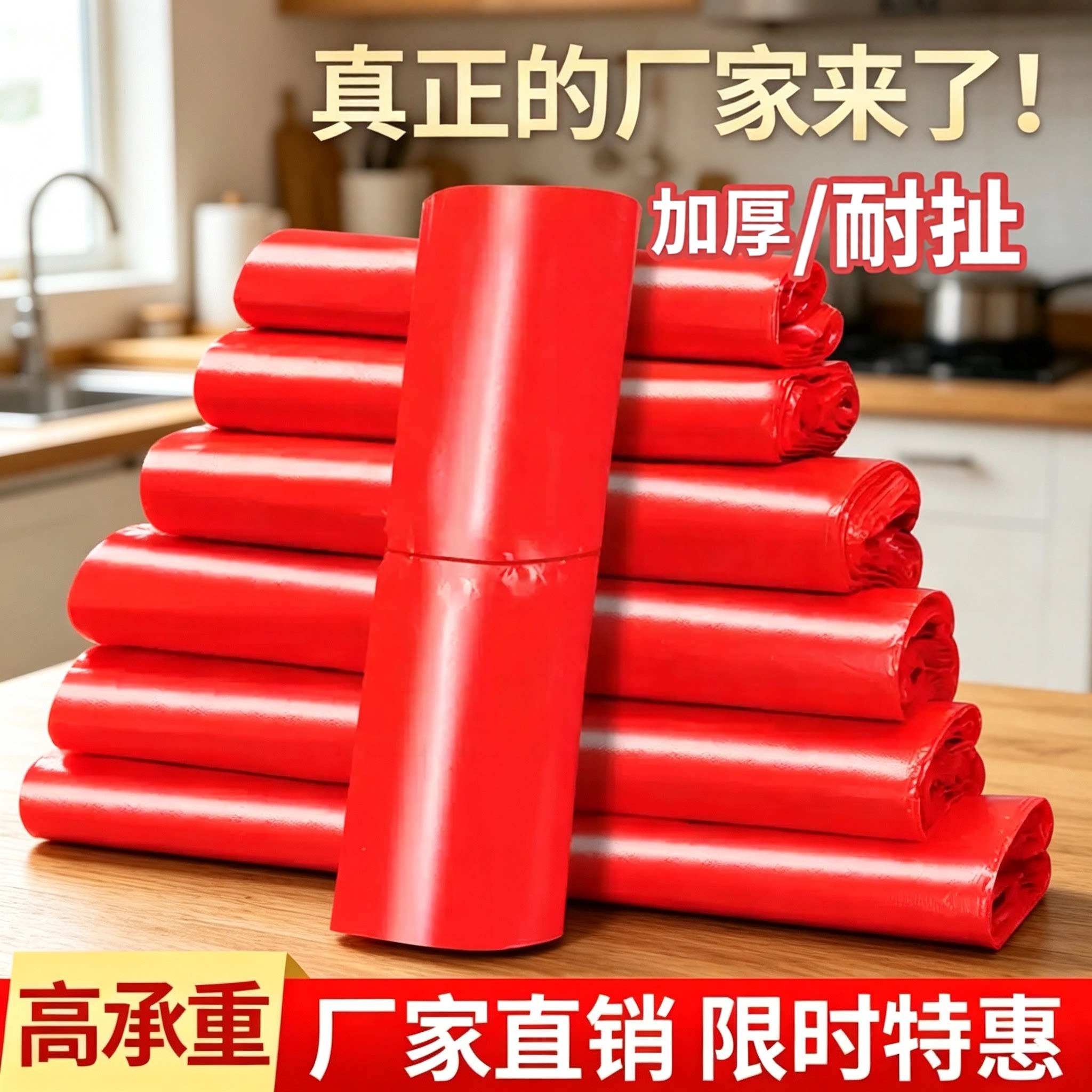 红色塑料袋批发加厚小大号一次性袋子商用方便袋购物袋手提垃圾袋
