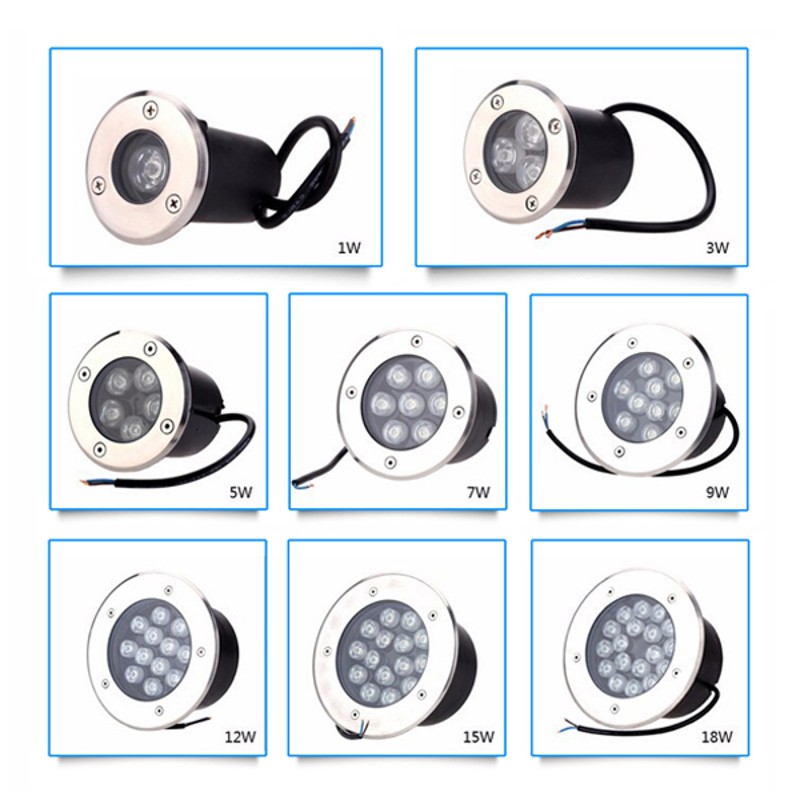 LED水下地埋灯 水底灯泳池灯 圆形嵌入式3W9W12W15W不锈钢防水24V