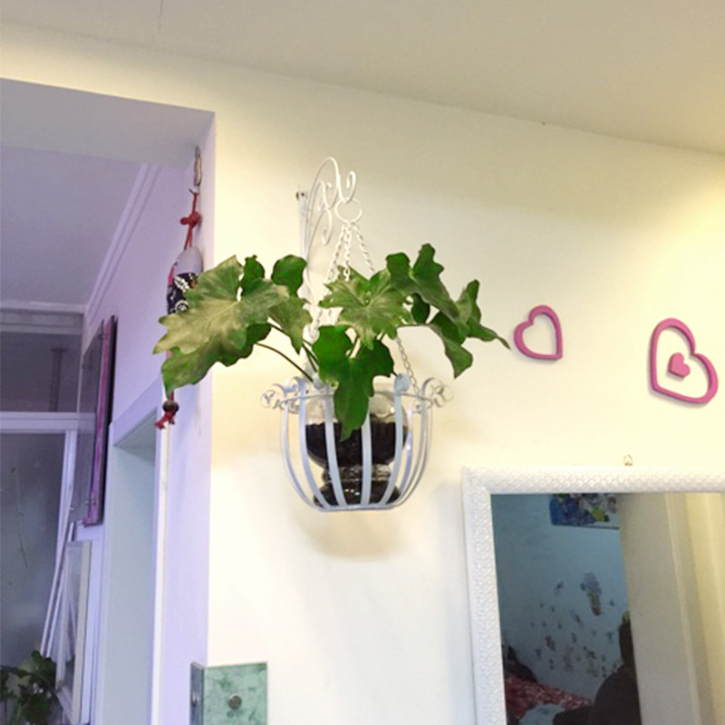 欧式铁艺室内阳台绿萝吊兰挂壁式组装木花架花盆架子壁饰壁挂包邮