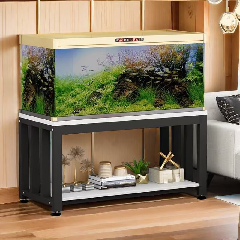 鱼缸架子双层底座底柜客厅鱼缸底架铁艺落地置物架鱼缸桌承重底座