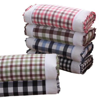 荞麦皮枕头韩式格子纯棉枕套长方形护颈苦荞麦壳硬枕芯颈椎保健枕