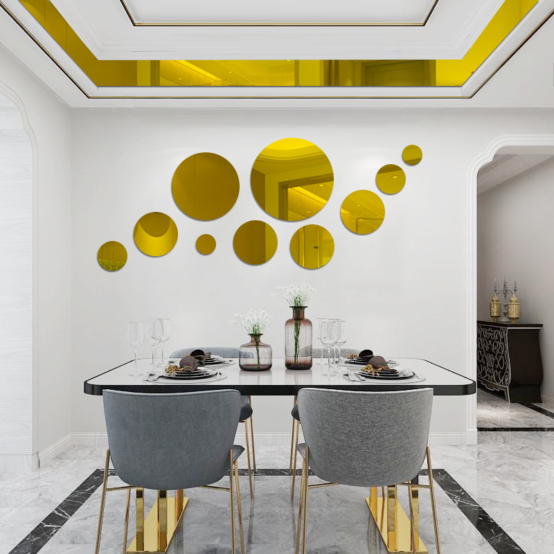 亚克力墙贴3d立体圆形自粘客厅餐厅沙发背景墙镜面装饰贴小镜片贴