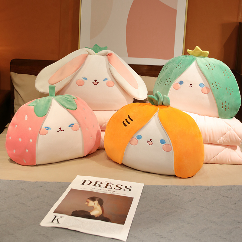 兔子汽车抱枕被子两用办公室午睡枕头毯子二合一空调被车载用靠枕