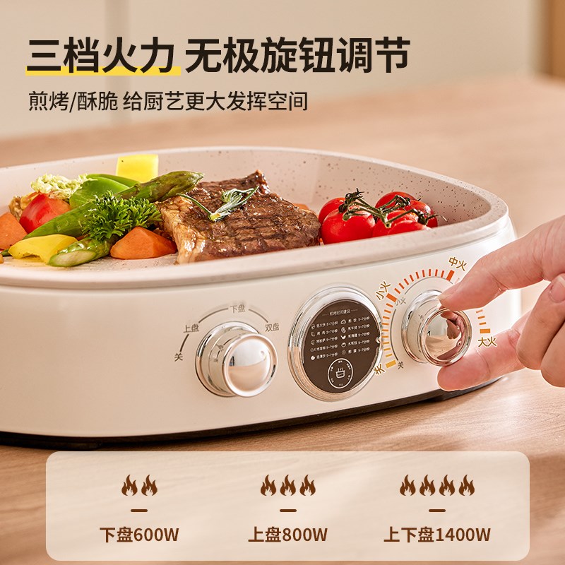 亿德浦陶瓷不沾多功能电饼铛家用双面加热新款加大加深煎饼烙饼