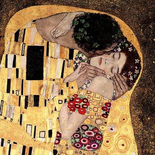 克里姆特 吻 抽象艺术装饰画竖版大幅过道玄关壁画酒店走廊挂画