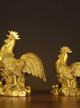 厂家铜公鸡摆件黄铜家居饰品鸡的生肖吉祥物金鸡独立铜鸡摆件
