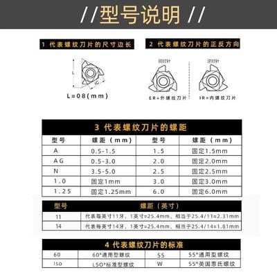 三韩螺纹刀片挑丝刀粒16ER/IR 10/11/14/19W SMX35英制直管螺纹