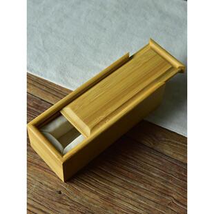 竹制推拉首饰盒锦盒饰品收纳盒小盒子储物盒篆刻印章盒礼盒可定制
