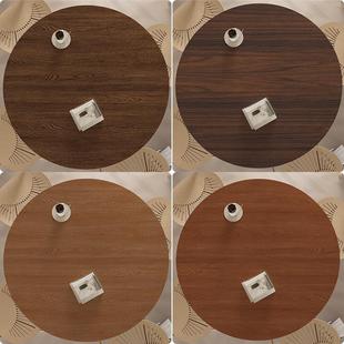 仿木纹圆桌布防水防油圆形皮革餐桌桌垫实木胡桃木原木茶几垫台布
