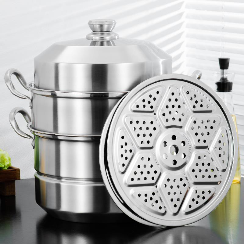 蒸锅家用304不锈钢加厚34双层3o4二层32cm大号40蒸馍锅36蒸煮炖