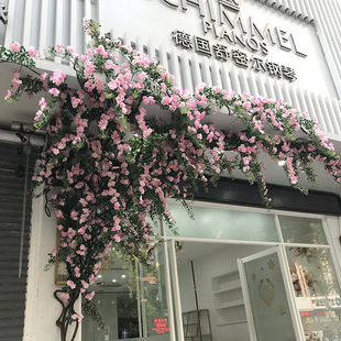 饰 仿真蔷薇花藤假花玫瑰藤条藤蔓缠绕管道花店墙面遮丑店铺门头装