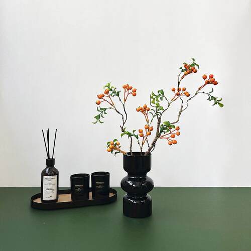 新中式仿真花禅意沙棘树黄秋果玄果关客ZS-23364厅装树叶枝假花干