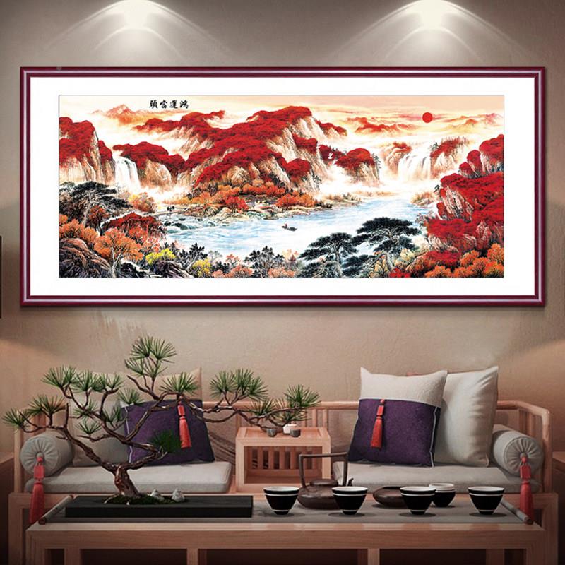 202画5新款钻石dy满客i厅5钻d贴钻十ZJ2239 字绣山水风景鸿运当头