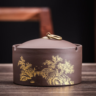 紫砂烟灰缸陶瓷带盖烟灰缸防风创意烟灰缸酒店酒吧用品 新款