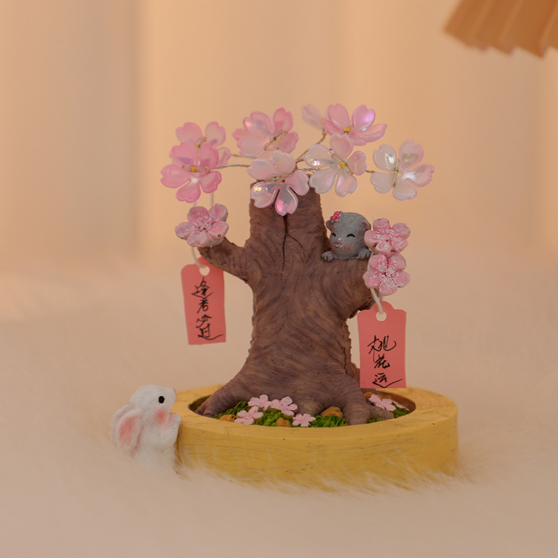 樱花许愿树diy手工小夜灯摆件创意家居卧室装饰品生日礼物送女生