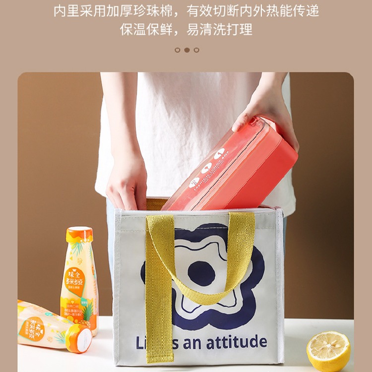 专用新款防水饭盒袋黑色便当袋带饭加厚保温袋手提收纳包