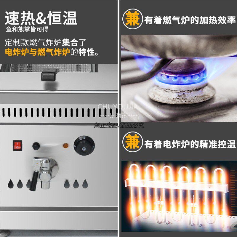 燃气商用油炸锅大容量炸油条炸串鸡排薯条自动控温单缸缸油炸机