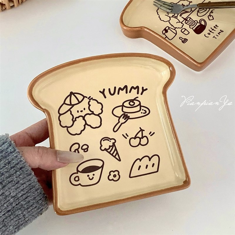 爱小狗插画餐盘创意吐司造型甜品盘盘早餐零食盘盘