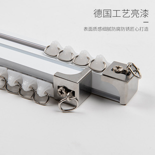 铝合金静音窗帘轨道 导轨滑轮Y单轨双轨挂钩 直轨顶装 侧装