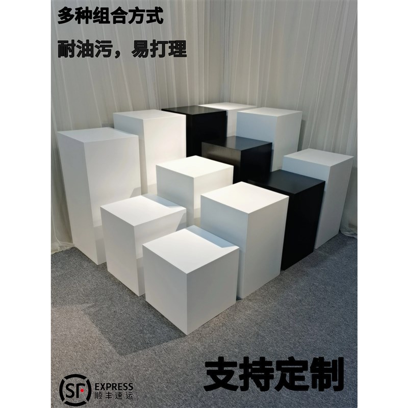 烤漆地台展示台方形白色立柱橱窗底座展示架商业陈列展柜展会展台